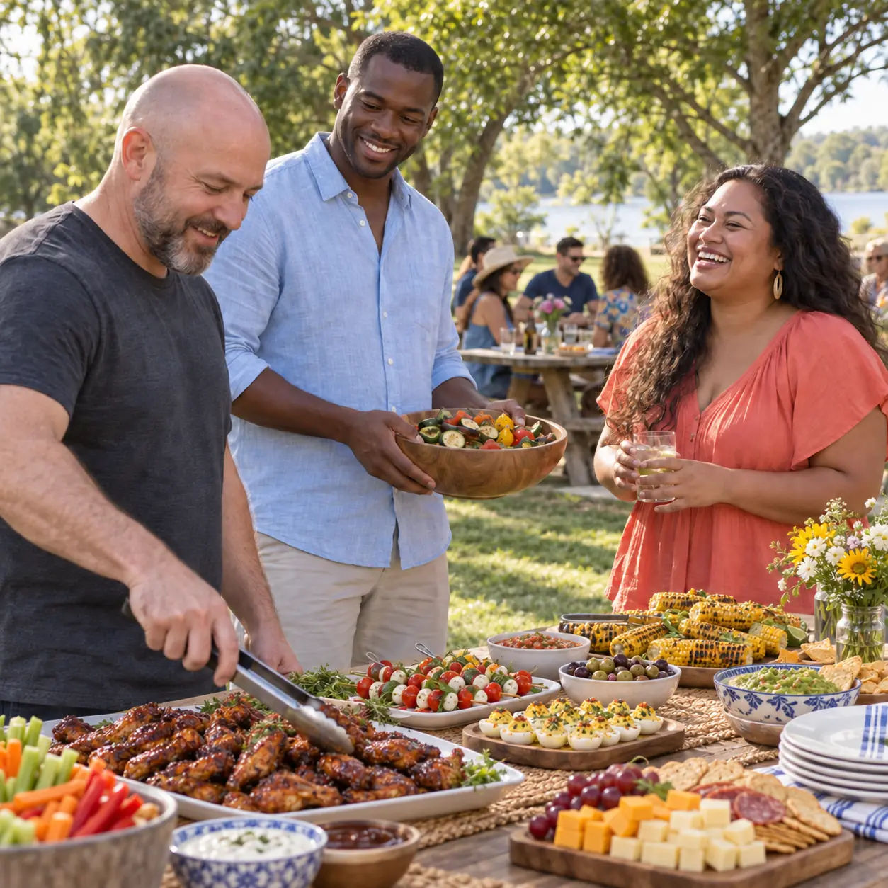 Illustrative concept of a catered neighborhood gathering